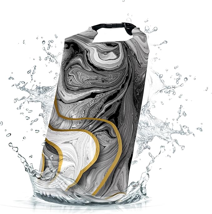 Waterproof Dry Bag,Roll Top Marble Small Waterproof Backpack 5L/10L/20L Floating and Lightweight Bags for Kayaking, Boating, Fishing, Swimming and Camping