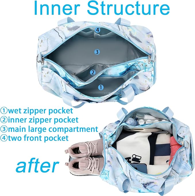 Sport Gym Duffle Travel Bag for Men Women Duffel with Shoe Compartment, Wet Pocket