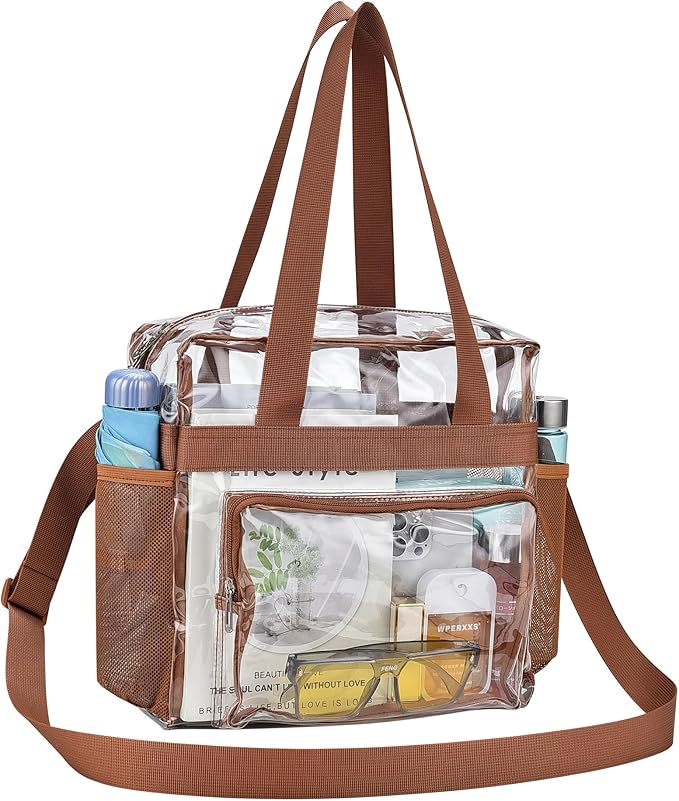 USPECLARE Clear Tote Stadium Approved, Security Travel & Gym Clear Bag for Work Sports Games Concerts