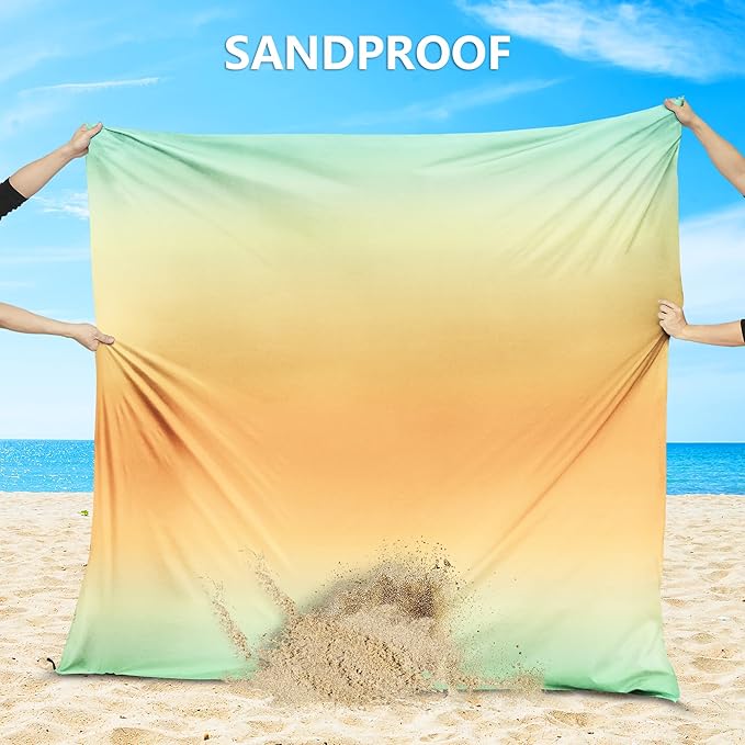 Beach Blanket Waterproof Sandproof Beach Mat 79" X 83" /10'x9'for 2-8 Adults Quick Drying Outdoor Picnic Mat Beach Accessories for Travel, Camping, Hiking