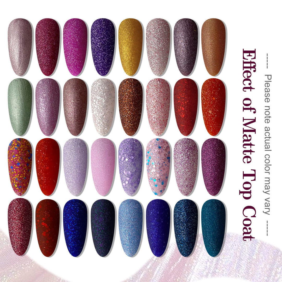 23-Piece Colorful Gel Nail Polish Kit | Classic Matte & Glossy Top Coats