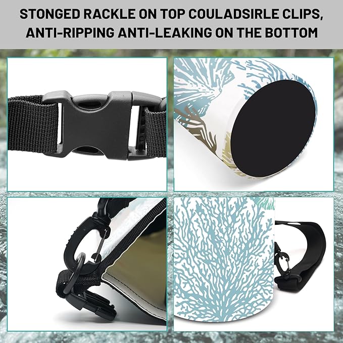 Waterproof Dry Bag,Roll Top Nautical Coastal Beach Seashell Starfish Small Waterproof Backpack 5L/10L/20L Floating Lightweight Bags for Kayaking,Boating,Swimming Camping with Waterproof Phone Case