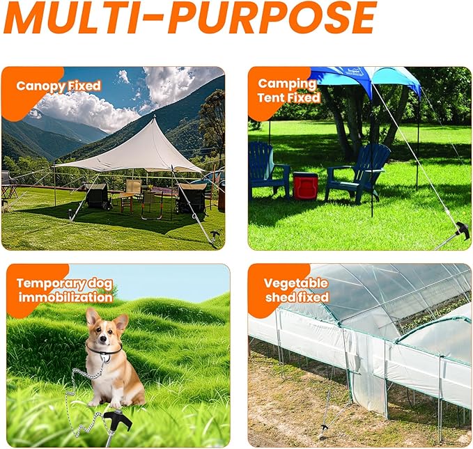 8" Screw in Tent Stakes 20PCS - Ground Anchors Screw - Screw in Tent Stakes Heavy Duty- Tent Pegs Camping Stakes- Hex Pegs Drillable Tent Stakes and Hexagon Head Drive and Storage Box (Black)