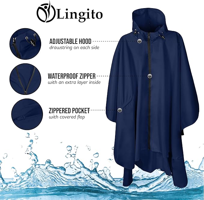 Heavy Duty Rain Poncho for Backpacking, Waterproof Lightweight for Adults, Military, Emergency, Camping, Men, Women