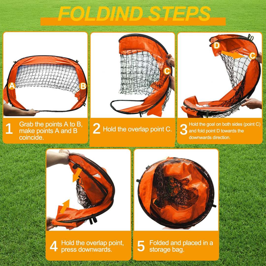 EVERRUSH Soccer Goal Pop Up Kids Toddler Soccer Goals Nets for Backyard Beach Soccer Training Net Mini Portable Foldable Football Goal Indoor Outdoor Lightweight Practice Soccer Net with Carry Bag