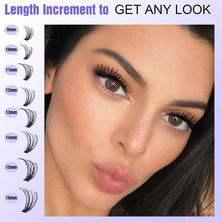 40D Cluster Eyelash Extensions | 280pcs Mix Length 9-16mm | Self-Application