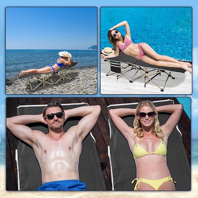 Wenqik 2 Pack 450lbs Max Load Camping Cot for Adults with Carry Bag Portable Folding Outdoor Sleeping Cot Heavy Duty Bed for Traveling Camp Military Office Nap Beach Home Lounging