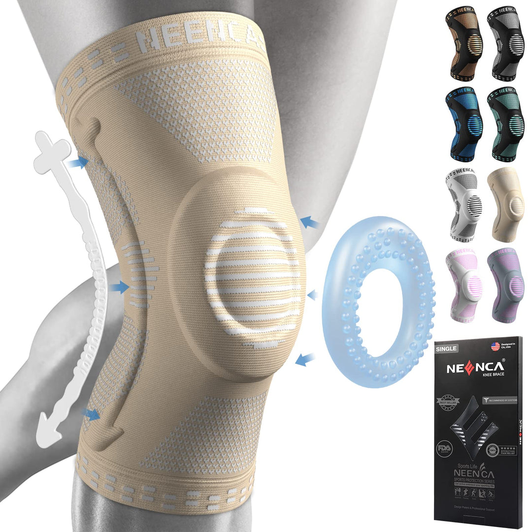 NEENCA Knee Brace for Women & Men, Medical Knee Support with Patella Pad & Side Stabilizers, Knee Compression Sleeve for Knee Pain, Meniscus Tear, ACL, Joint Pain, Runner, Workout - FSA/HSA Eligible
