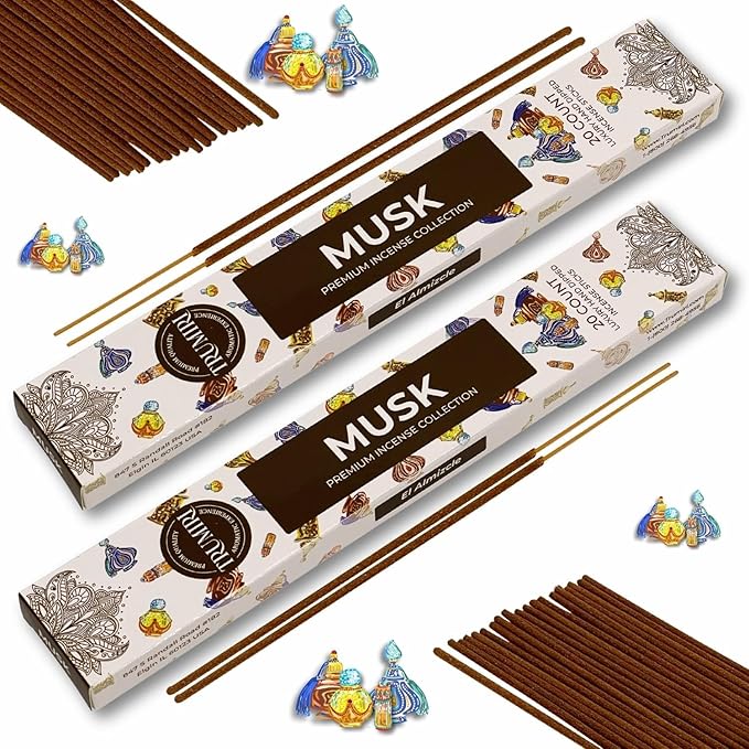 Musk Incense Sticks - Total 40 Insence-Sticks - Dual Pack of 20 Insense - Inciensos - Inscents - Natural Non Toxic Ingredients - Incents - Incence - Inscense - Insents