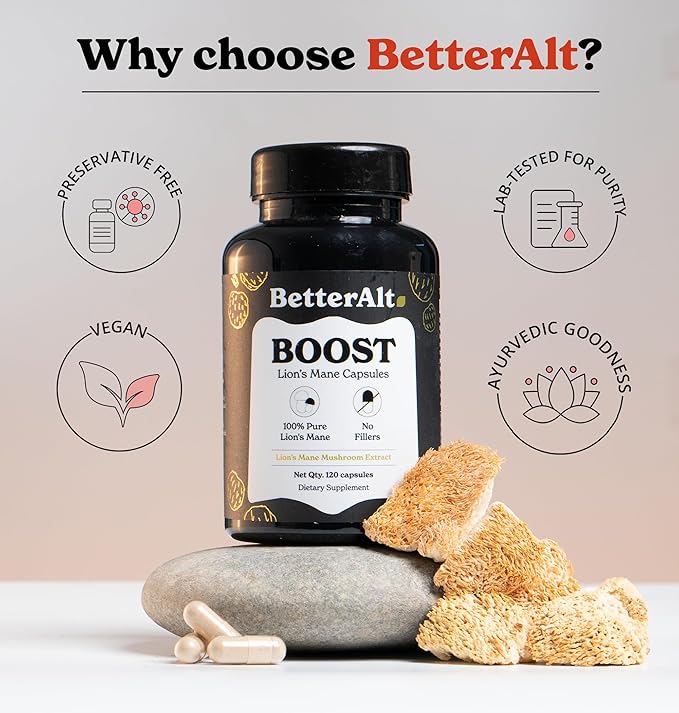 Lions Mane Mushroom Capsules | Nootropic Brain Booster | 15:1 Extract for Overall Health and Fitness | 30% Polysaccharides | Pack of 2