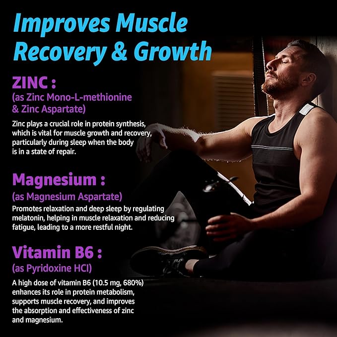 Zinc and Magnesium Supplement, Zinc Magnesium Aspartate Post Workout Gummies for Men Women, w/Vitamin B6, B12, D3, Turmeric for Nighttime Muscle Recovery, Boost Immunity & Sleep, Sugar Free, 120 Cts