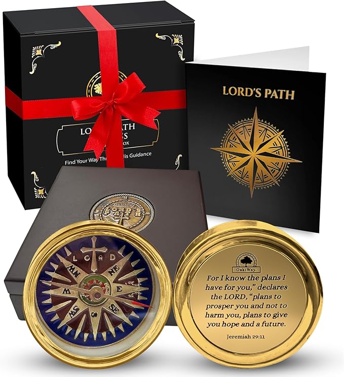 God's Path Compass – Communion & Confirmation Gift for Teenage Boys | Baptism Religious Gifts for Men, Christian, Catholic, Graduation | Sentimental & Inspirational Present – Greeting Card Included