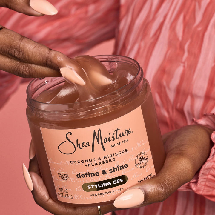 SheaMoisture Defining Styling Gel For Thick, Curly Hair Coconut and Hibiscus Paraben-Free Frizz Control Styling Gel 15 oz