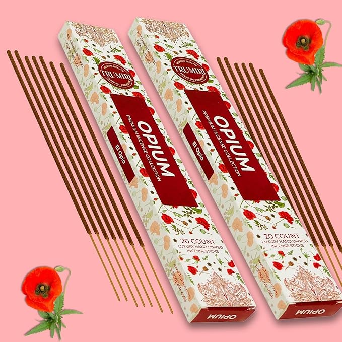 Opium Scented Incense Sticks - Total 40 Insence-Sticks - Dual Pack of 20 Insense - Inciensos - Inscents - Natural Non Toxic Ingredients - Incents - Incence - Inscense - Insents