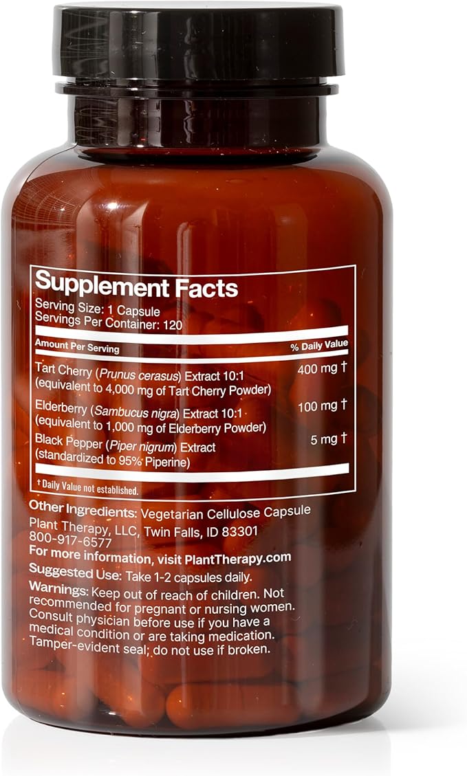 Plant Therapy Boswellia & Tart Cherry with Elderberry Herbal Supplement Capsules