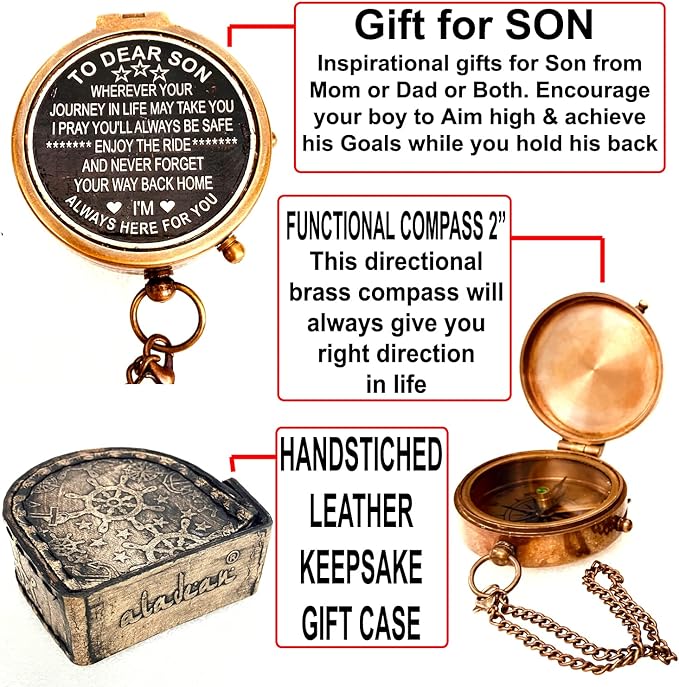 Inspiration Gift for Men Women Engraved Compass - Go Confidently - Thoreau Quote, You're Awesome Employee, Coworker Meaningful Gift for him her