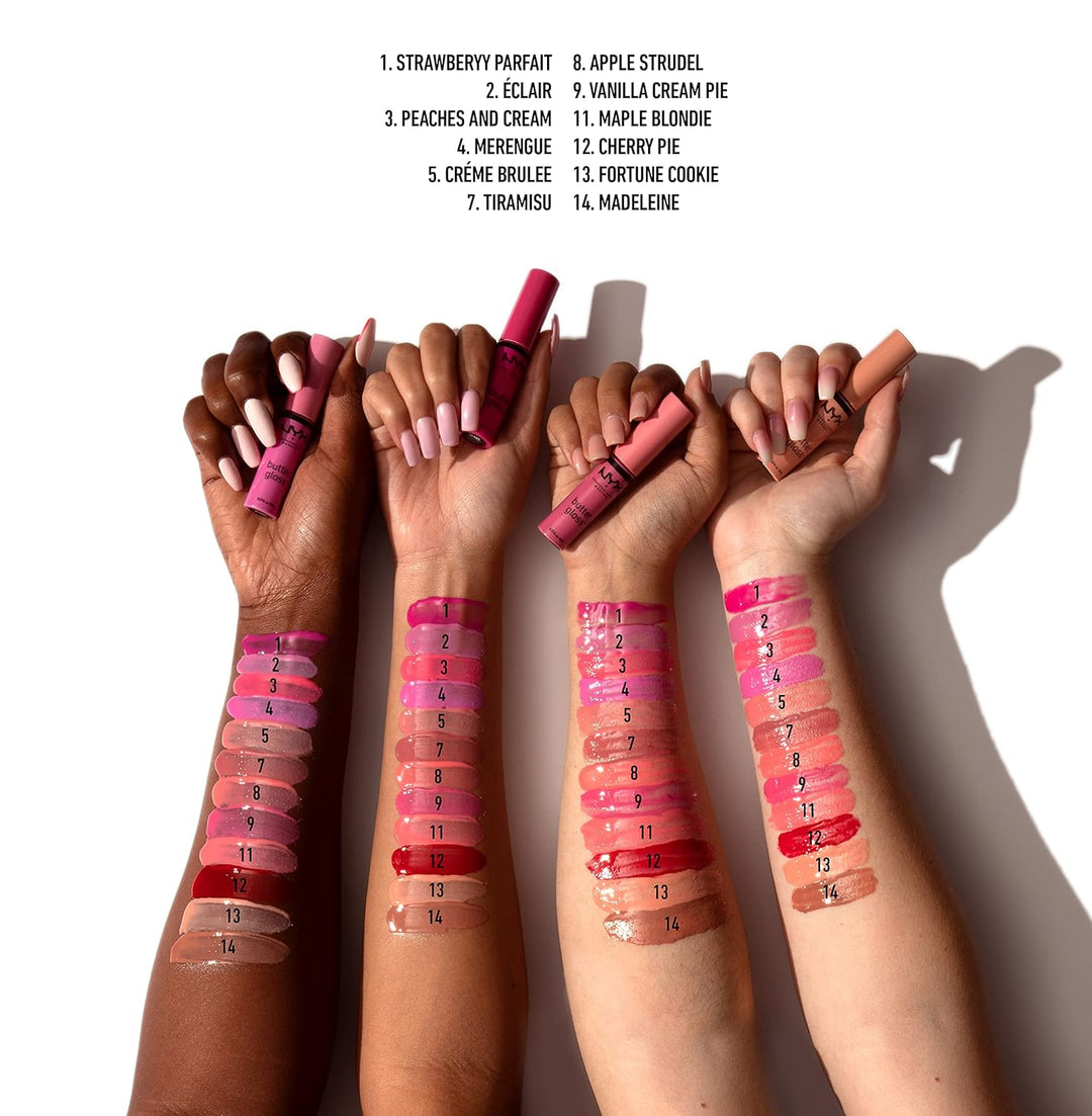 NYX Butter Gloss | Non-Sticky Lip Gloss Set of 3 | Angel Food Cake, Creme Brulee, Madeleine