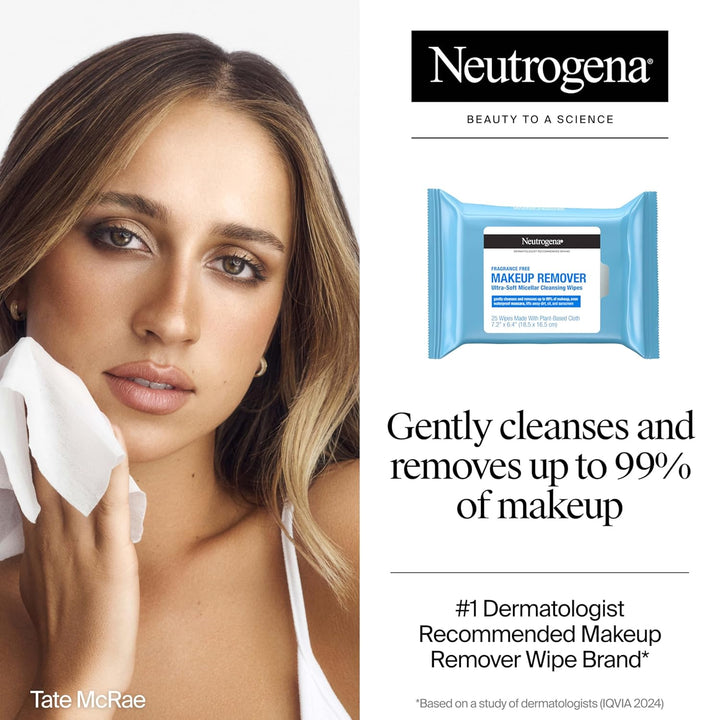 Neutrogena Makeup Remover Wipes | Fragrance-Free, Ultra-Soft, 25 Ct