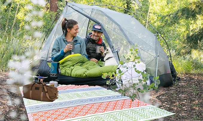 BalajeesUSA Outdoor Decor Patio Rugs – 6x9, Green, Orange Waterproof Affordable Multipurpose Woven Plastic Straw All-Weather Waterproof Rug Reversible Camper mat Awning