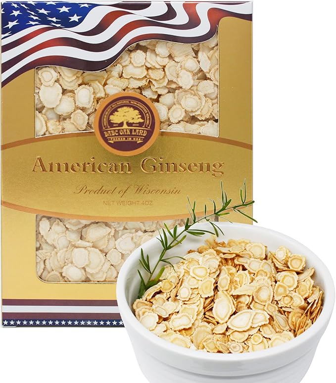 American Ginseng Slices from Wisconsin (Sliced Ginseng Root）Wisconsin Grown!Most People Use It to Make Ginseng Tea! Good for Health! (American Ginseng Slices (Small Round), 1 Box of 4 Ounces)