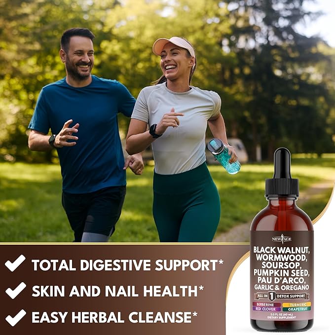 Black Walnut Wormwood Cleanse Drops - Liquid Soursop, Garlic, Pumpkin Seed, PAU D'Arco, Oil of Oregano, Turmeric, Berberine, Neem Extract, Hull Bark, Tincture - - 4oz