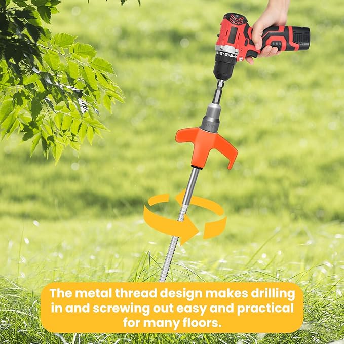 8" Screw in Tent Stakes 20PCS - Ground Anchors Screw - Screw in Tent Stakes Heavy Duty- Tent Pegs Camping Stakes- Hex Pegs Drillable Tent Stakes and Hexagon Head Drive and Storage Box (Orange)