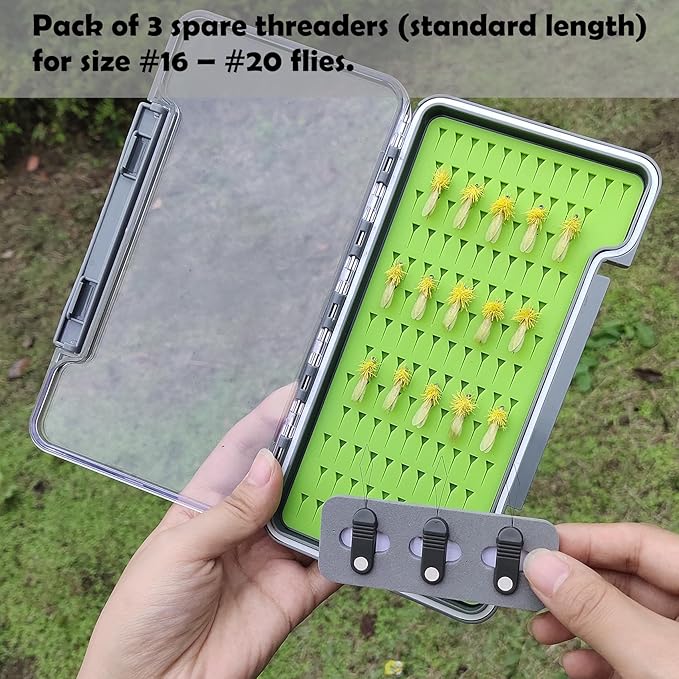 AVENTIK EUPHENG Fly Fishing Boxes Silicone Super Slim Fishing Storage Fishing Tackle Case Waterproof Pocket 7.36"X4.02"X0.63"/5.39"X3.74" X0.63'' (2PC-G048LB:7.36"X4.02"X0.63" with Hook fly threader)
