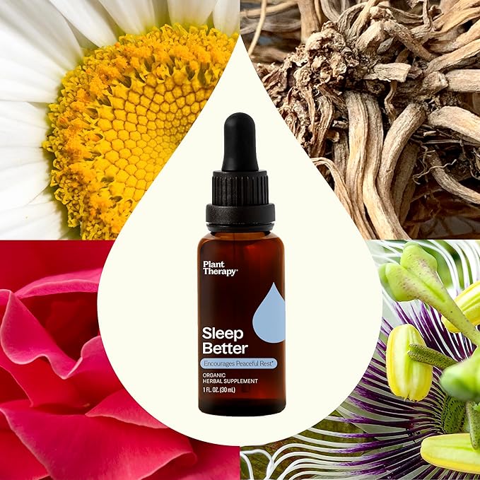 Plant Therapy Organic Sleep Better Tincture 30 mL (1 oz) Supports Relaxation & Sleep, Helps Calm a Busy Mind, with Chamomile, Lemon Balm & Valerian Extracts