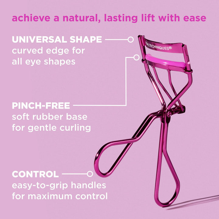 Real Techniques Miracle Eyelash Curler, Gentle Lash Tool for Lifted Lashes, Use with Mascara for Extra Volume, Travel-Size Lash Curler, Comfort Grip & Pinch-Free Design, Pink, Cruelty-Free, 1 Count