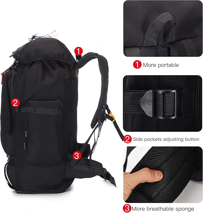 70L/100L Hiking Camping Backpack MOLLE Rucksack Waterproof Daypack for Traveling