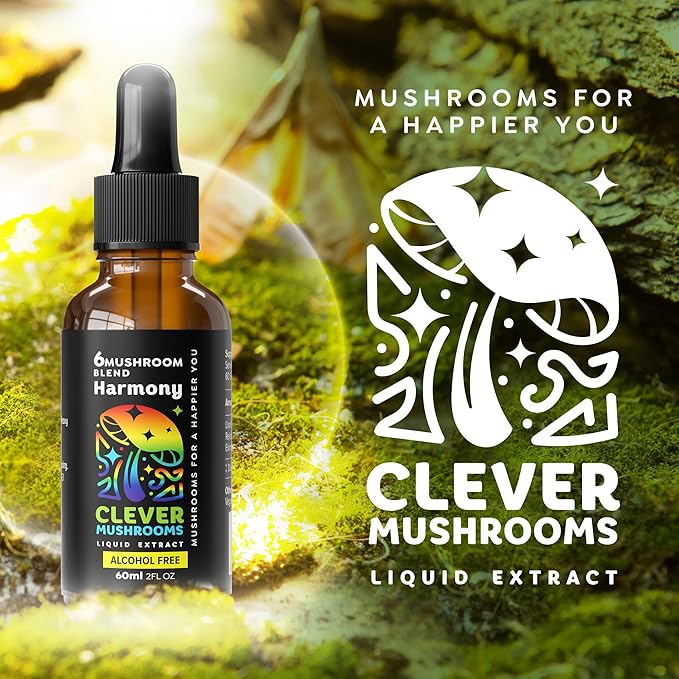 6 Blend Mushroom Liquid Extract, US Grown Mushrooms Alcohol Free, Natural Energy, Cognitive Support, Immunity Boost,100% Fruit Bodies, Lion's Mane, Cordyceps, Reishi, Chaga, Turkey Tail (1 fl oz)