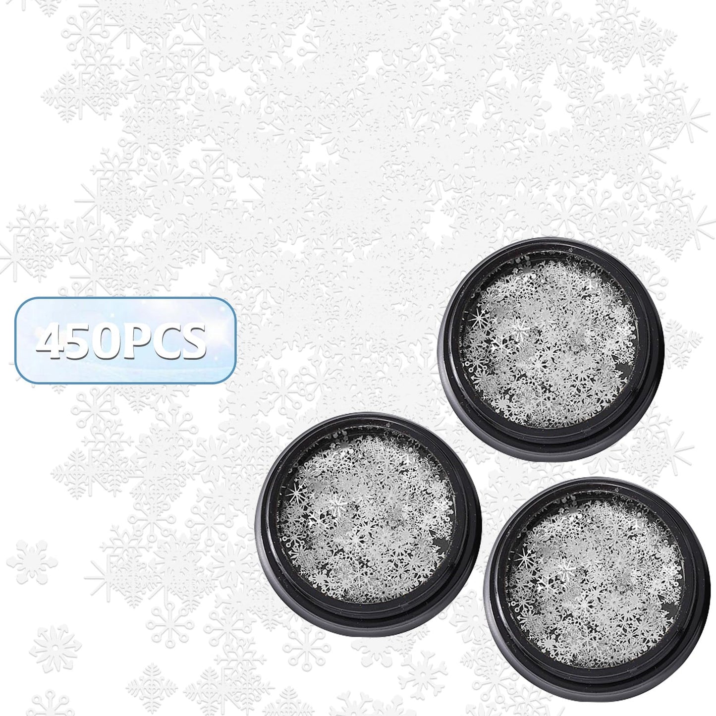 450 pcs Silver Mini Metal Snowflake Crafts Ornaments, Tiny Small Snowflakes Ornaments, Snowflake Stickers, Mini Metal Snowflake Crafts Decorations Winter Mini Snowflake Crafts DIY Small Snowflake