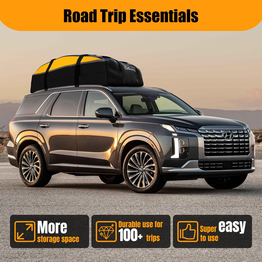 Car Rooftop Cargo Carrier Bag 20 Cubic Feet, 100% Waterproof Roof Bag Top Luggage Carrier for Any Vehicles with/Without Rack Cross Bar, Includes Anti-Slip Mat +4 Door Hooks +Storage Bag +Lock