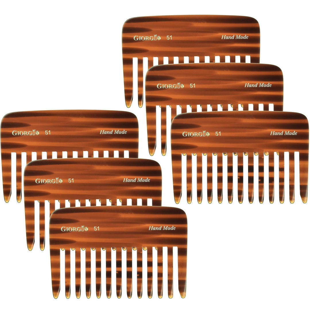 Giorgio G51 Small Travel Purse Hair Detangling Comb, Wide Teeth Pocket Comb For Thick Curly Wavy Hair. Hair Detangler Comb For W