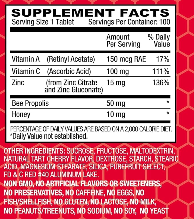 Basic Organics Natural Flavor Zinc Lozenges, Cherry, 100 Tablets