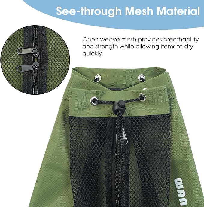 WANDF Swim Bag Mesh Drawstring Backpack Beach Backpack for Swimming, Gym, and Workout Gear