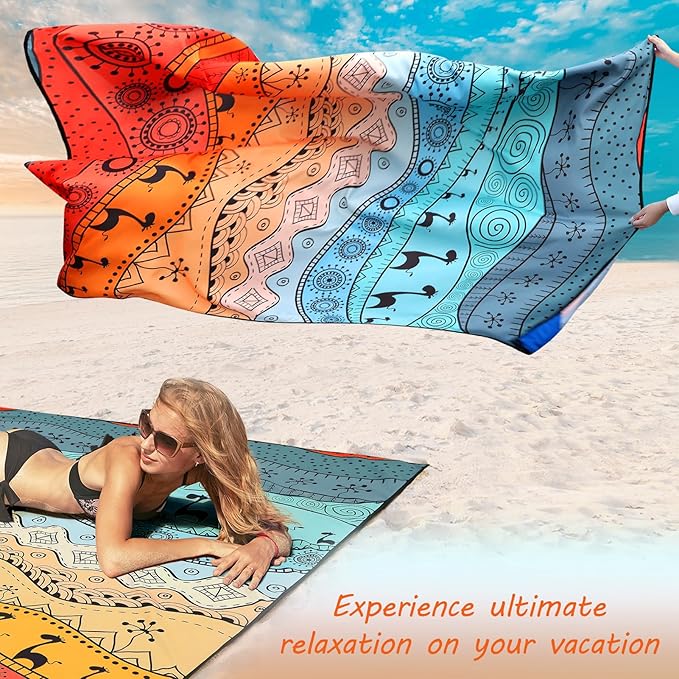 AISPARKY Beach Blanket Waterproof Sandproof, Oversized Large Beach Mat 79" X 83"/120"x108" for 1-8 Adults, Quick Drying&Compact&Lightweight, Picnic Mat Vacation Essentials for Beach Camping Travel