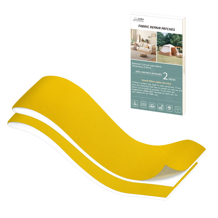 Azobur 2 Pieces Waterproof Extra Large Canvas Repair Tape, Boat Cover Repair Kit, Tent Repair Tape, Pop Up Canvas Repair Kit, Suitable for Various Fabric Repair (Dark Yellow)