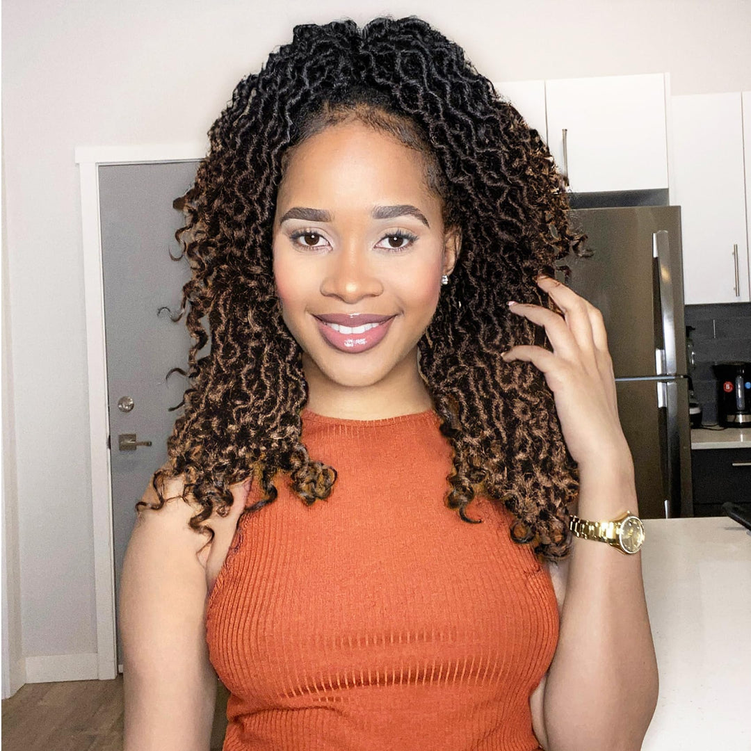 Karida Goddess Locs Crochet Hair 14 Inch, 8 Packs Faux Locs Crochet Hair For Black Women, Pre Looped Crochet Faux Locs With Curl