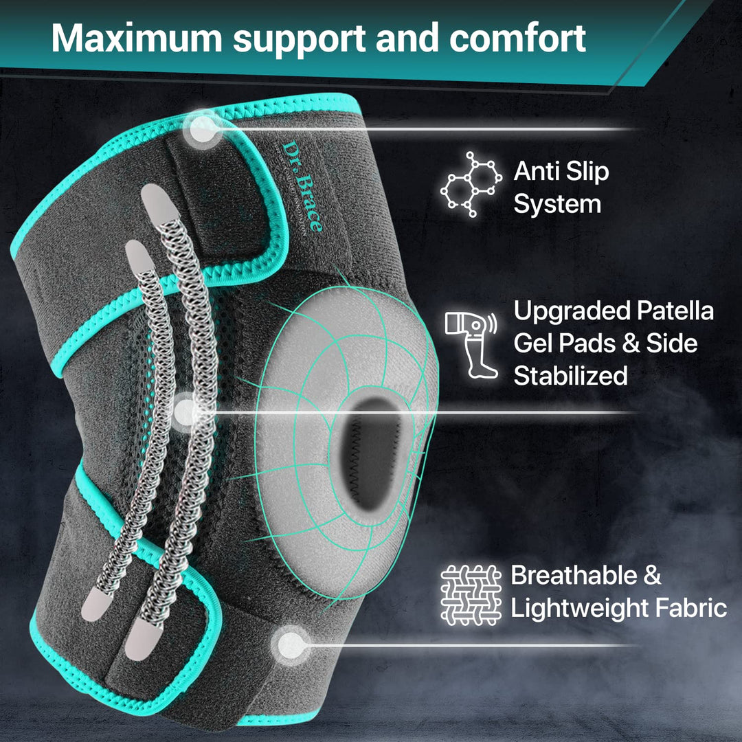 DR. BRACE ELITE Knee Brace with Side Stabilizers & Patella Gel Pads for Maximum Knee Pain Support and fast recovery for men and women-Please Check How To Size Video (Earth, X-Large)