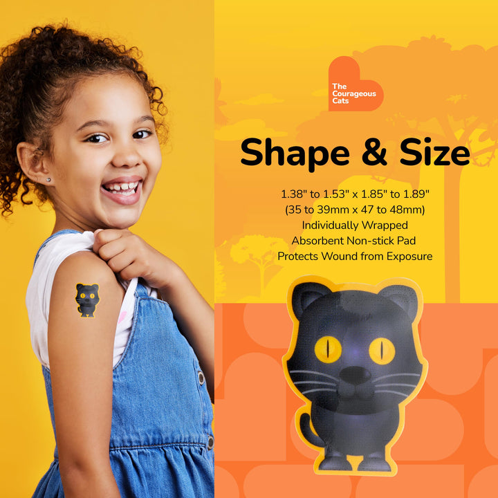 BioSwiss Bandages, Courageous Cats Shaped Self Adhesive Bandage, Latex Free Sterile Wound Care, Fun First Aid Kit Supplies for Kids and Adults, 24 Count