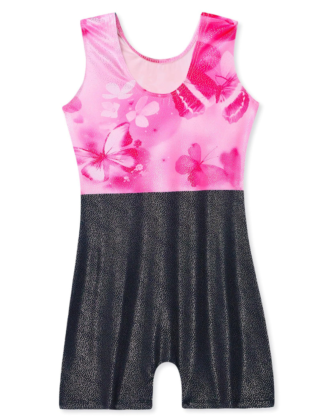 Domusgo Leotard for Girls Gymnastics Size 5-6 Years Old Black Pink Flower Tumbling Biketard