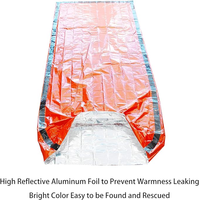 4 Pack Emergency Bag Survival Bivvy Sack with Whistles, Lightweight Portable Emergency Supplies for Outdoor Camping Hiking Keep Warm After Earthquakes, Hurricanes Disasters