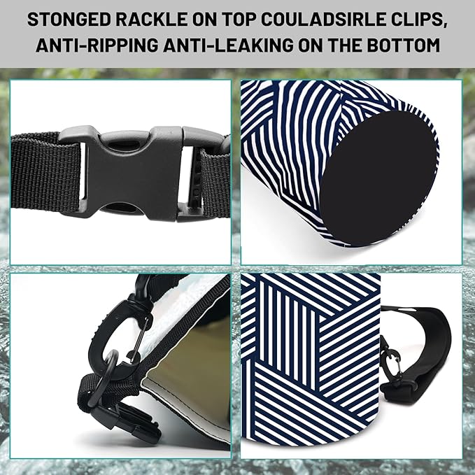 Waterproof Dry Bag,Roll Top Navy and White Geometric Waterproof Backpack 5L/10L/20L Floating and Lightweight Bags for Kayaking, Boating, Fishing, Swimming and Camping