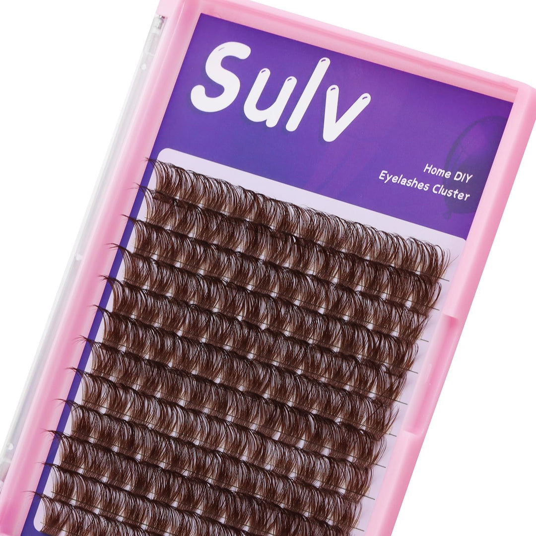 Sulv Lash Cluster S001# Dark Brown Color Lashes 144pcs Clusters D Curl 8mm,10mm,12mm,14mm,16mm,18mm,20mm to Choose Lashes Extensiond Kit Lashes Wispy Lashes Extensions (S001 Dark Brown-18mm)