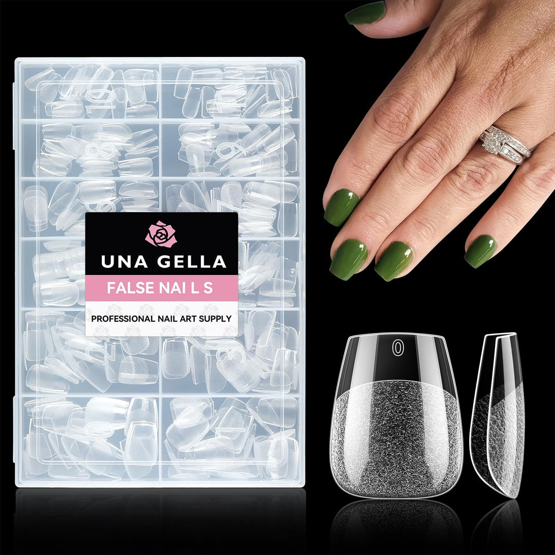 UNA GELLA 216 Pcs Square Toe Nail Tips | Soft Gel Full Cover Press-Ons