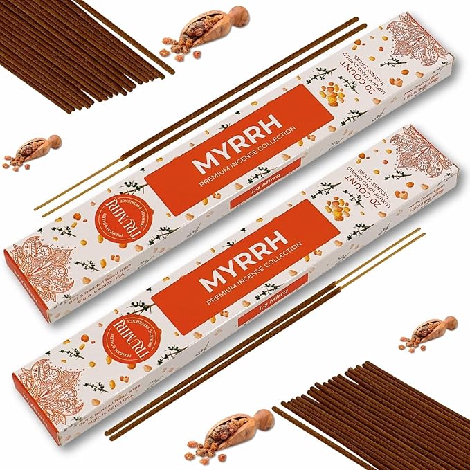 Myrrh Incense Sticks - Incienso de Mirra - Total 40 Insence-Sticks - Dual Pack of 20 Insense - Inciensos - Inscents - Natural Non Toxic Ingredients - Incents - Incence - Inscense