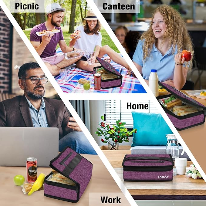Aosbos Mini Lunch Bag Small Lunch Box for Women Men Insulated Lunchbag Compact Lunch Cooler Bags Adult Lunch Pail Thermal Lunchbox Reusable Snack Boxes Sandwich Container Loncheras Para Mujer