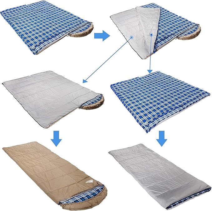 AGEMORE 0 Degree Canvas Sleeping Bag for Fishing, Hunting, Traveling and Camping Particularly in Cold Winter Outdoor with Removable Flannel Liner and Free Compression Sack for Big and Tall Adults