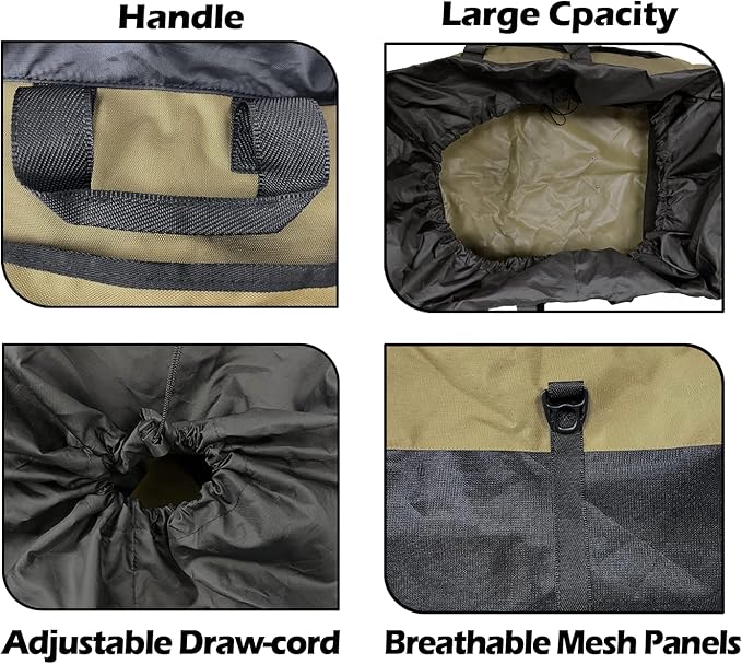 Riverruns Fishing Hunting Wader Bag with Vented Mesh, Waders Boots Bag, Fly Fishing Backpack for Fishing, Hiking, Camping